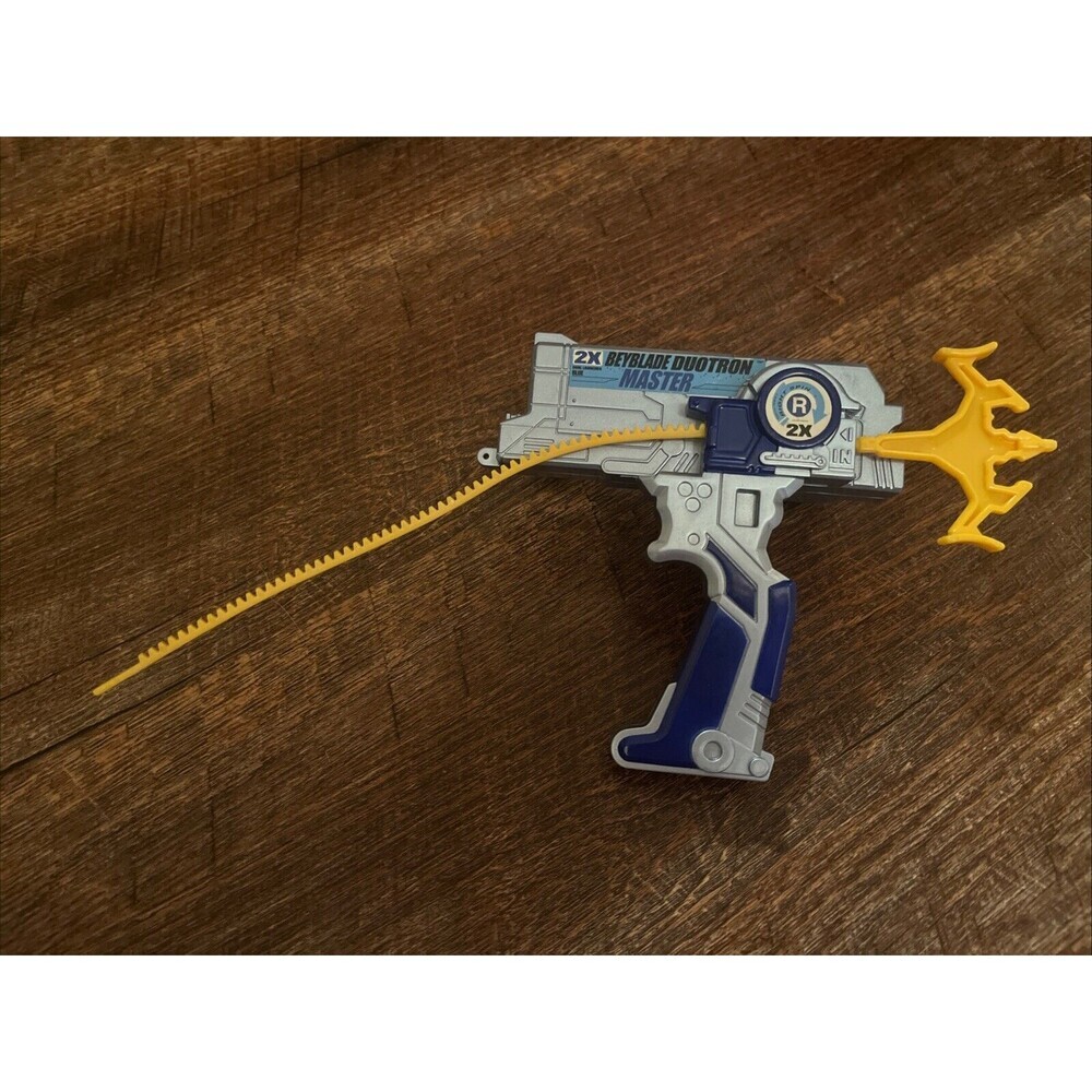 Silver Blue Duotron 2x Right Spin Launcher w/ Ripcord Hasbro Beyblade V Force